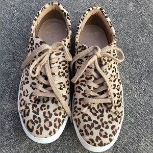 Joules Leopard Print Calf Hide Sneakers
